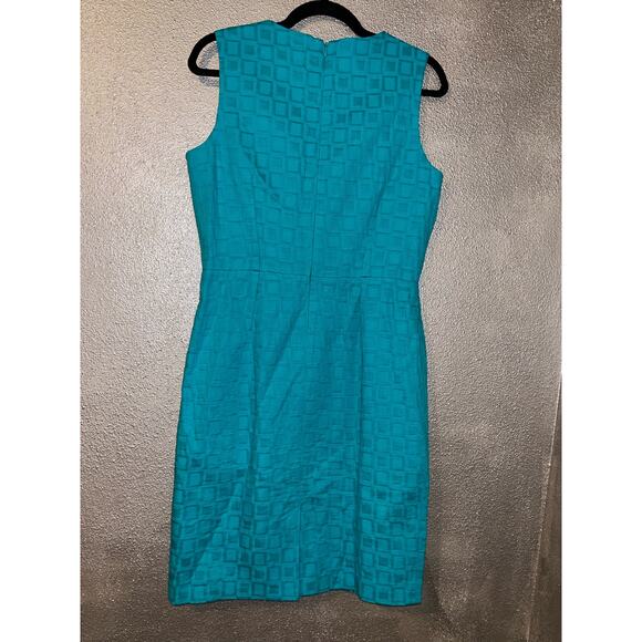 Taylor Teal Preppy Academia Textured Floret Sleeveless Sheath Dress 10 - Picture 5 of 8